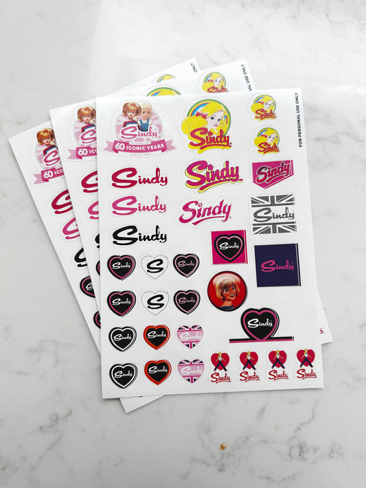 Sindy Logo Sticker Sheet