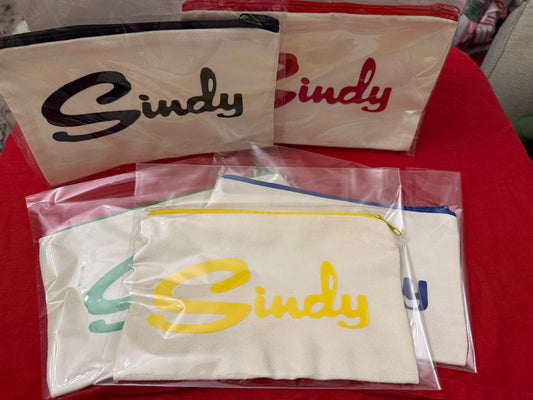 Sindy Canvas Logo Zipped Pouch